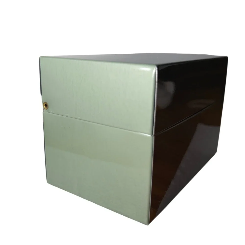 Vintage Syndicate Mfg Co Metal Index Card Box‎ Sage Green with A-Z Dividers
